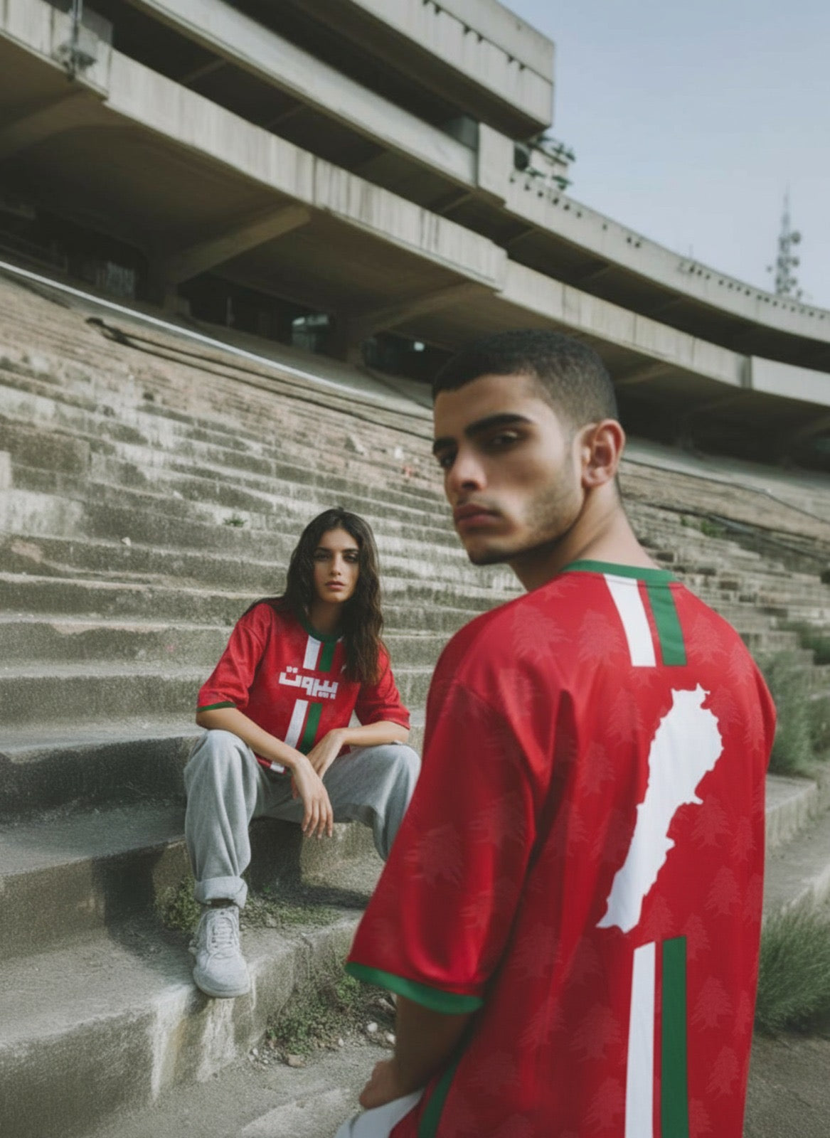 "Lebanese Streetwear Jersey" half-sleeve red
