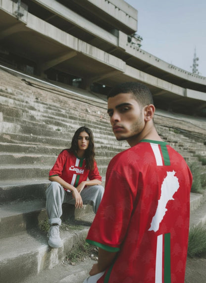 "Lebanese Streetwear Jersey" half-sleeve red