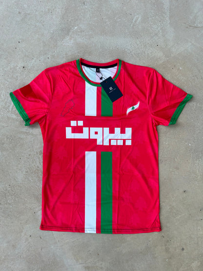 "Lebanese Streetwear Jersey" half-sleeve red