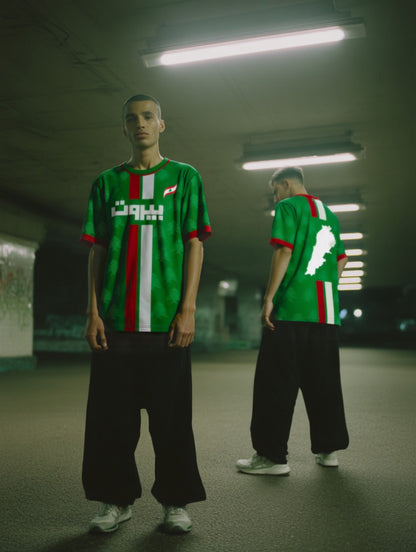 "Lebanese Streetwear Jersey" half-sleeve green