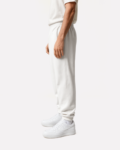"Unisex Cuffed Basic White" sweatpants
