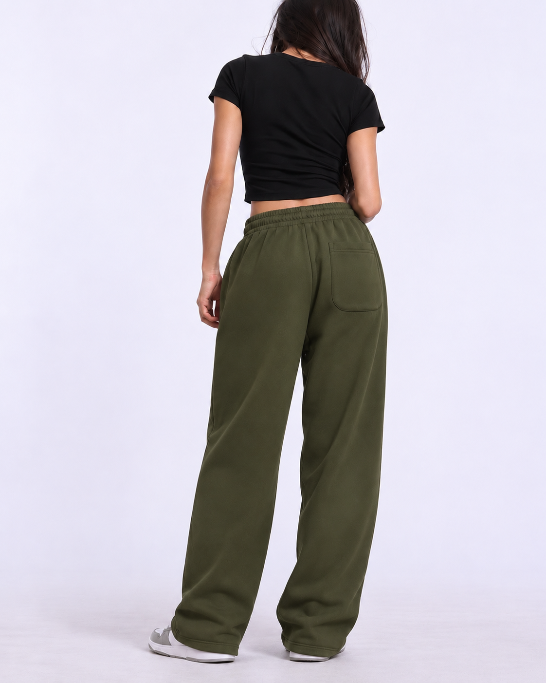 "Unisex olive green relaxed uncuffed" sweatpants