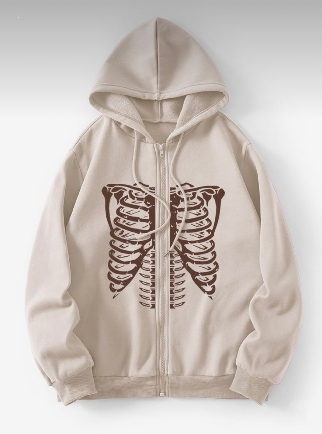 "Skeleton Beige" zip up hoodie